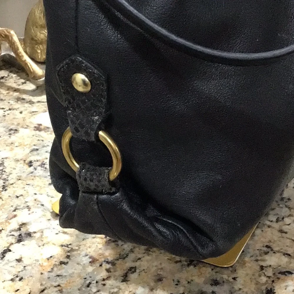 Coach Ashley Designer Black Tote with Gold Accents Crossbody Purse Handbag